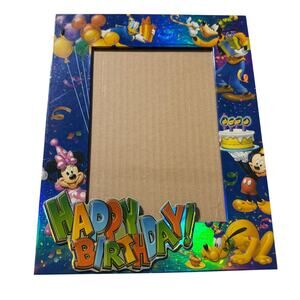 Disney Parks Happy Birthday Picture Frame Mickey Minnie Pluto Goofy 5x7